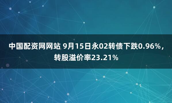 中国配资网网站 9月15日永02转债下跌0.96%,转股溢价率23.21%