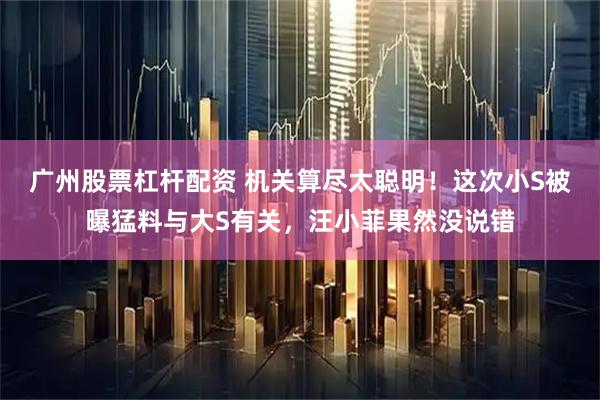 广州股票杠杆配资 机关算尽太聪明！这次小S被曝猛料与大S有关，汪小菲果然没说错